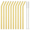 Axyaa Glass Straw Set with Brush, 10pcs Reusable Bent Milkshake Drinking Straws