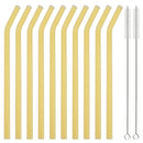 Axyaa Glass Straw Set with Brush, 10pcs Reusable Bent Milkshake Drinking Straws