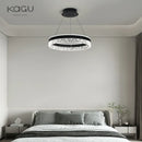 Axyaa LED Crystal Pendant with Black & White Ring Design for Modern Minimalist Home Lighting