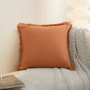 Axyaa Fringed Tassels Cotton Pillow Cover - White Mustard, 45x45cm 30x50cm