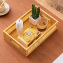 Axyaa Acrylic Bamboo Grid Storage Box for Cosmetics and Desktop Organization