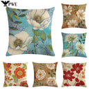Axyaa Retro Plant Flower Linen Pillowcase 45*45cm