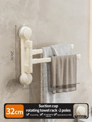 Axyaa Rotating Towel Rack: Wall-Mounted, Folding, No-Drill Bathroom Storage