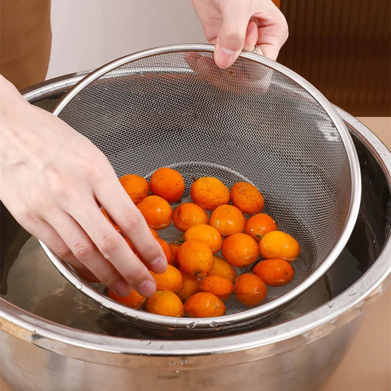 Axyaa Stainless Steel Flour Sieve Colander Basket Kitchen Strainer