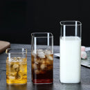Axyaa Square Glass Coffee Mug Set Glass Tea Cups for Milk Beer Juice Wine.