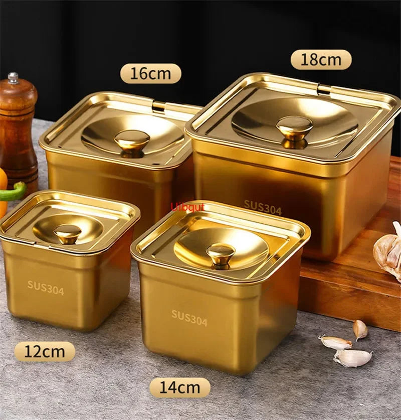Axya Stainless Steel Seasoning Jars Set with Covers and Storage Box