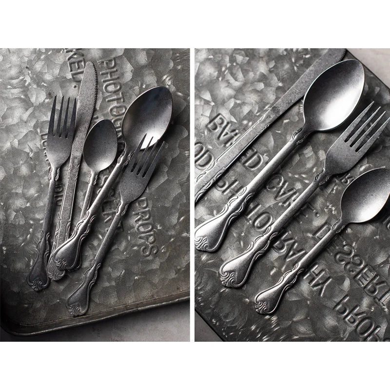 Axya Vintage Spoon Knife Fork Set, Table Shoot Cutlery Props