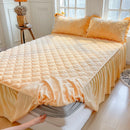 Axyaa Rabbit Velvet Bed Skirt - Simple Solid Color, Double Spell, Autumn and Winter