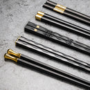 Axyaa 5 Pair Alloy Non-Slip Chopsticks Set for Kitchen Tableware Gift