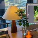 Axyaa Wood Table Lamp with Silk Lampshade for Bedroom Home Decor