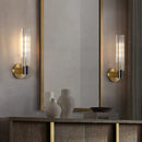Axyaa Brass Clear Crystal LED Wall Sconces, Modern Indoor Wall Lights