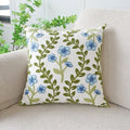 Axyaa Floral Embroidered Canvas Pillowcase - Green Red Leaf Design