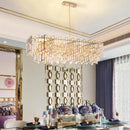 Axyaa Gold Steel Crystal LED Pendant Chandelier