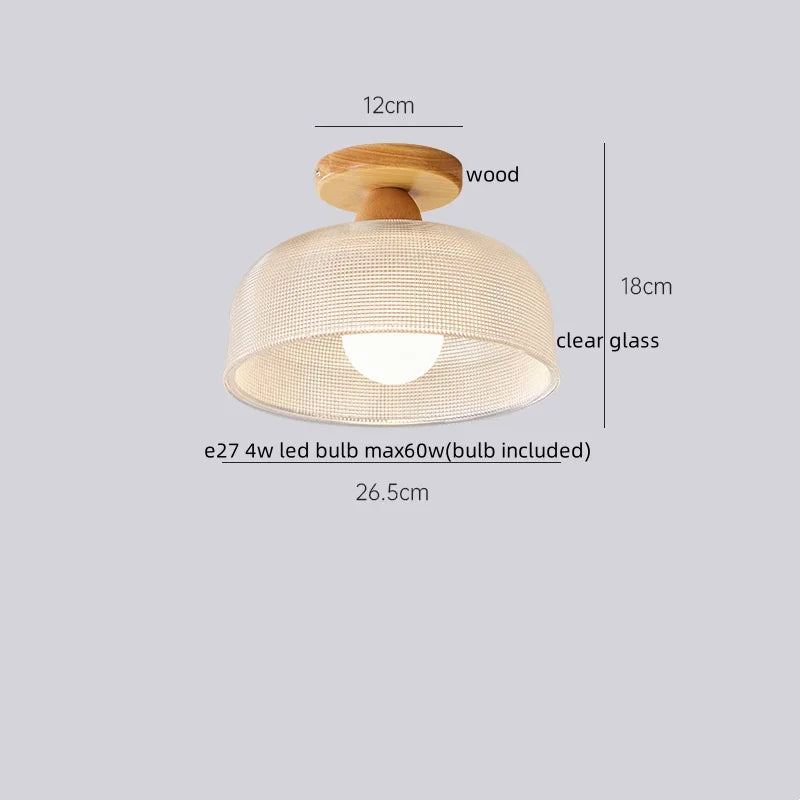 Axyaa Modern Wood Glass LED Ceiling Light for Kitchen Living Room Decor