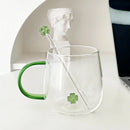 Axyaa 450ml Heat Resistant Glass Coffee Mug with Stirring Stick