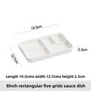 Axyaa Multi-Compartment Ceramic Seasoning Plate with Dipping Sauce, Barbecue Dish- White