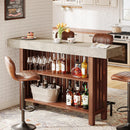 Axyaa 2-Tier Large Home Bar Unit, 63-Inch Modern Pub Table with Footrest