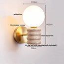 Axyaa Japanese Style LED Wall Lamp Pull Chain Yellow Travertine Glass Mirror Light