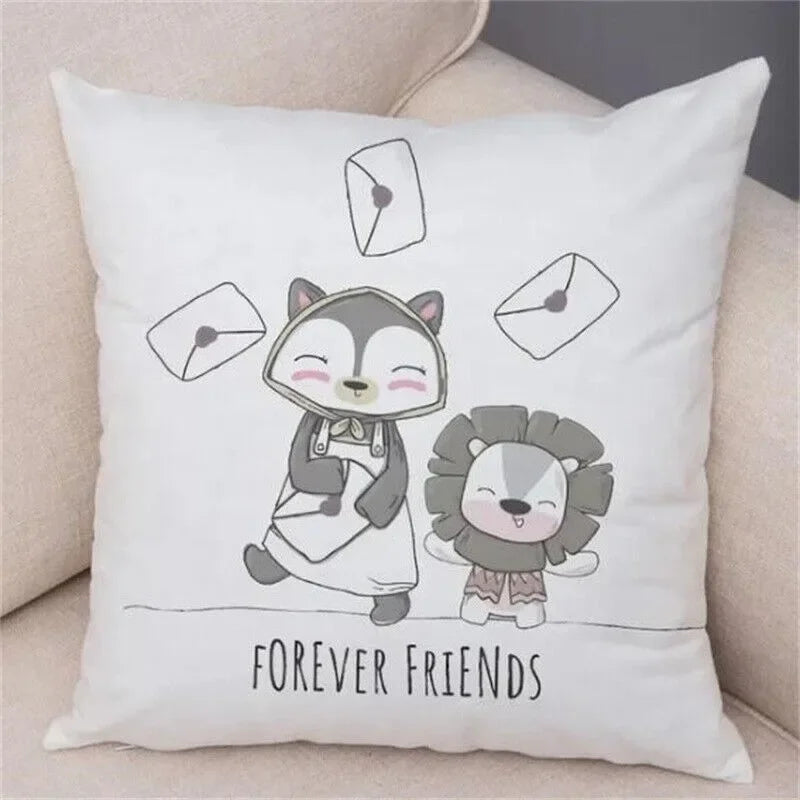 Axyaa Cartoon Animal Pillowcase: Sofa Decor Cushion Cover for Living Room