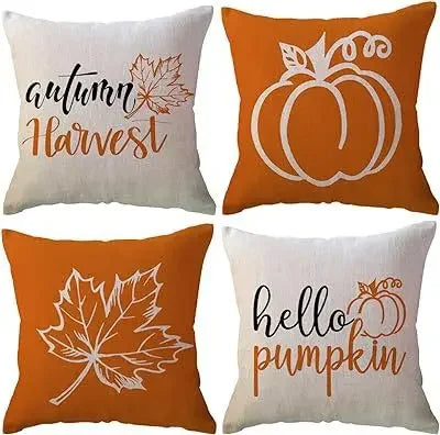 Axyaa Buffalo Check Print Linen Pillow Cover 45x45 for Fall Thanksgiving Decor