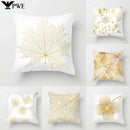 Axyaa Gold Leaf Polyester Cushion Cover - Decorative Sofa Pillow Cover