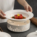 Axyaa Round Insulated Dish Plate with Cover - High-end Hotel Griddle Warm Dish Plate