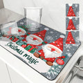 Axyaa Snowflake Fir Kitchen Mat: Absorbent, Antiskid, Quick Drain Pad for Tableware & Dishes