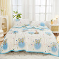 Axyaa Nordic Flower Print Plush Flannel Blanket, Soft Throw for Sofa Couch Bed