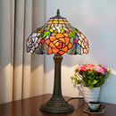 Axyaa Stained Glass Rose Table Lamp Vintage Desk Light Mediterranean Style