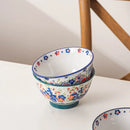 Axyaa Hand-Painted Ceramic Rice Bowls - 4pcs Set for Soup, Salad or Yogurt