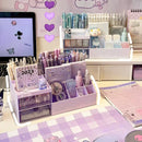 Axyaa Cute Nine-Grid Desk Organizer for Girls - Student Stationery Holder Storage Box