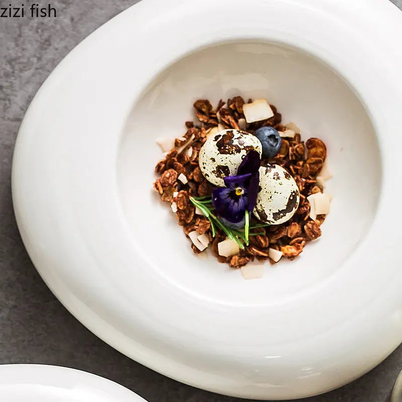 Axya Ceramic Dinner Plate Set - Solid Color Tableware for Restaurant and Home