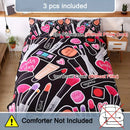 Axyaa Makeup Print Duvet Cover Set - All-Season Breathable Polyester Bedding