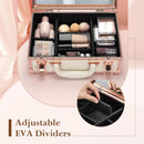 Axyaa LED Mirror Makeup Train Case with Dividers and Brush Holder