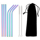Axyaa Stainless Steel Reusable Straw Set with Cleaning Brush