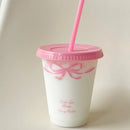 Axyaa Cartoon Coffee Cups Straw Bottles Large Capacity Portable Milk Tea Cup