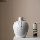 Axyaa Striped Ceramic Vase: Creative Fluid Florals Room Decor