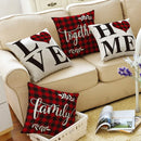 Axyaa Red Black Plaid Linen Pillow Cover - Customize 40x40 50x50 60x60