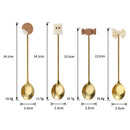 Axyaa Stainless Steel Cartoon Spoon Set - Coffee Dessert Ice Cream Gold Cutlery