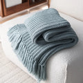 Axyaa Chunky Knit Throw Blanket, Cozy Fringed Design, Soft Weave, 47"x75" or 47"x102"