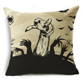 Axyaa Skull Pumpkin Printed Linen Throw Pillowcase for Living Room Party