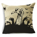 Axyaa Skull Pumpkin Printed Linen Throw Pillowcase for Living Room Party
