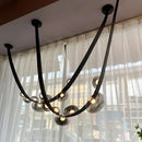 Axyaa Nordic Leather Glass Pendant Chandelier LED Lights Modern Home Decor