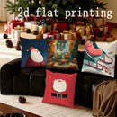 Axyaa Santa & Sleigh Print Pillow Cover for Sofa, Bedroom, Car - Christmas-Themed