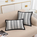 Axyaa Chenille Striped Geometric Cushion Cover Set