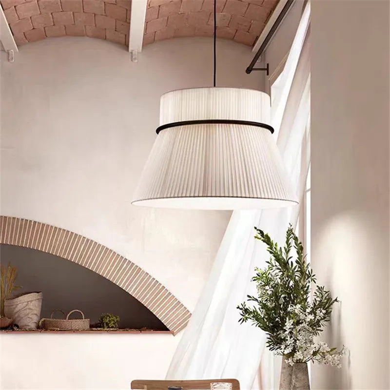 Axyaa White Pleated Pendant Lamp for Dining Room, Cafe, and Bar