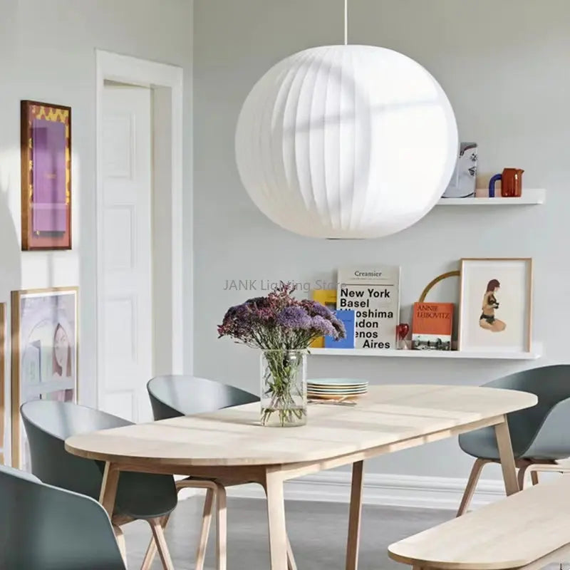 Axyaa Silk White Pendant Lamp for Dining Kitchen Island LED E27