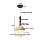 Axyaa Yellow Stone LED Pendant Lamp Retro Brass Wood Handle Hanging Light