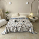 Axyaa Cotton Gauze Floral Throw Blanket with Tassel Detail