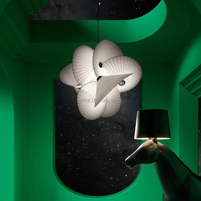 Axyaa White Fabric Serpentine Lights Suspension Pendant for Home and Office Decor